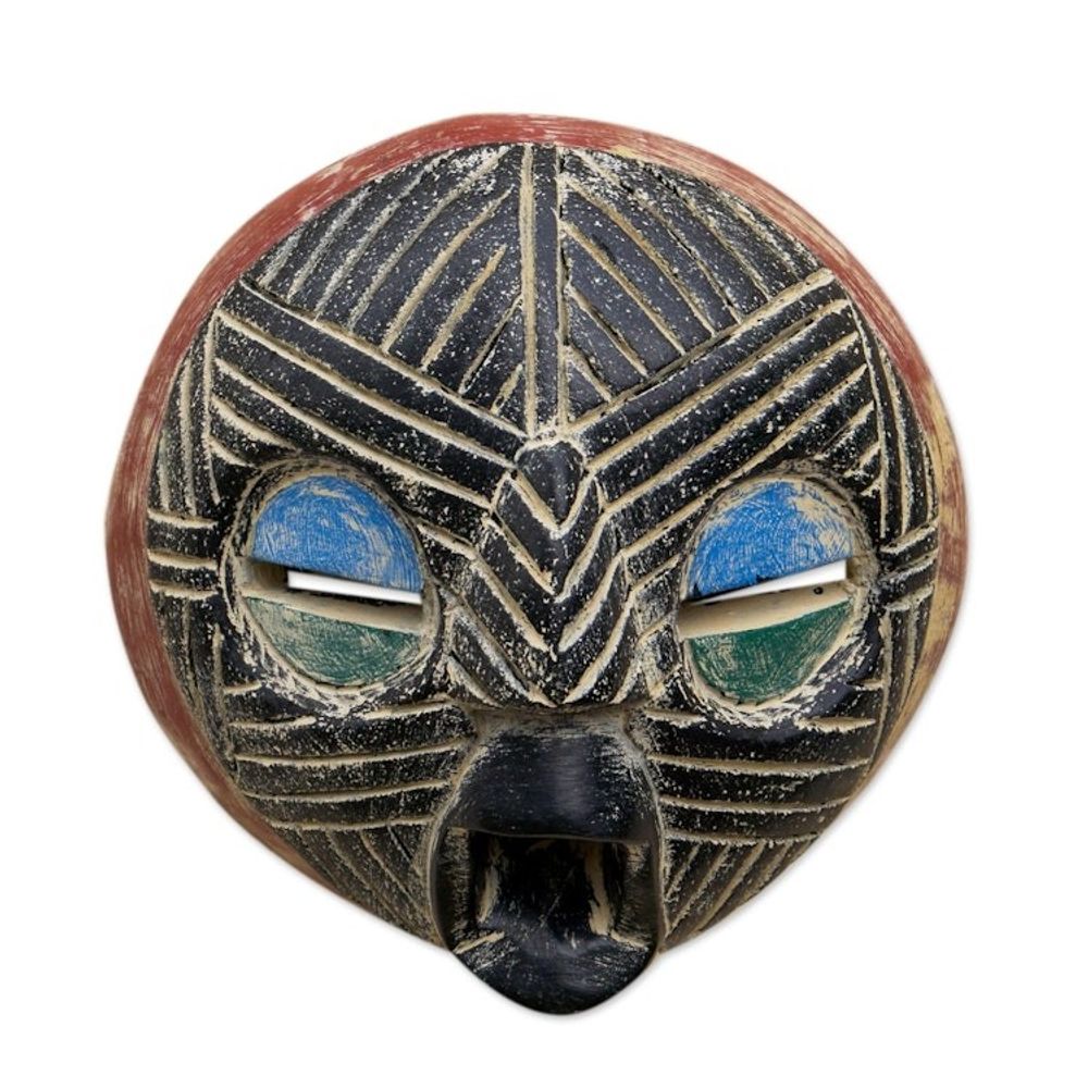 Hand Crafted African Sese Wood Mask 'Kwahu'
