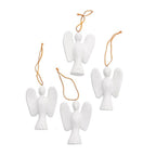 White Wood Angel Ornaments from Bali Set of 4 'Silent Angels'