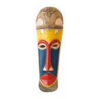 Handcrafted Blue, Red and Yellow African Sese Wood Mask 'Sankori'