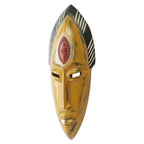 Handcrafted Yellow Sese Wood Mask with Aluminum Accents 'Yellow Beauty'