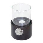 Lotus Motif Wood and Pewter Tealight Holder 'Elegant Lotus'
