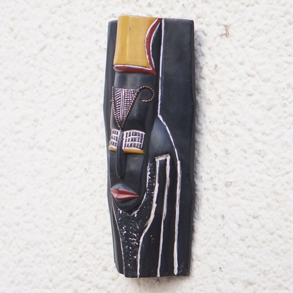 Traditional African Sese Wood Mask with Aluminum Accents 'Ethiopian Spirit'