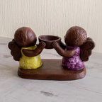Ceramic Tealight Candleholder with Two Little Angels 'Angel Duo'