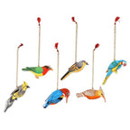Hand-Painted Assorted Bird Ornaments Set of 6 'Festive Birds'