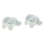Set of 2 Green Elephant Celadon Ceramic Incense Holders 'Giant's Green Aura'