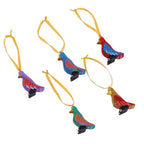 Wood Alebrije Penguin Ornaments Set of 5 from Mexico 'Sweet Penguins'