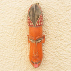 Artisan Crafted Orange Sese Wood Mask 'Segbefia'