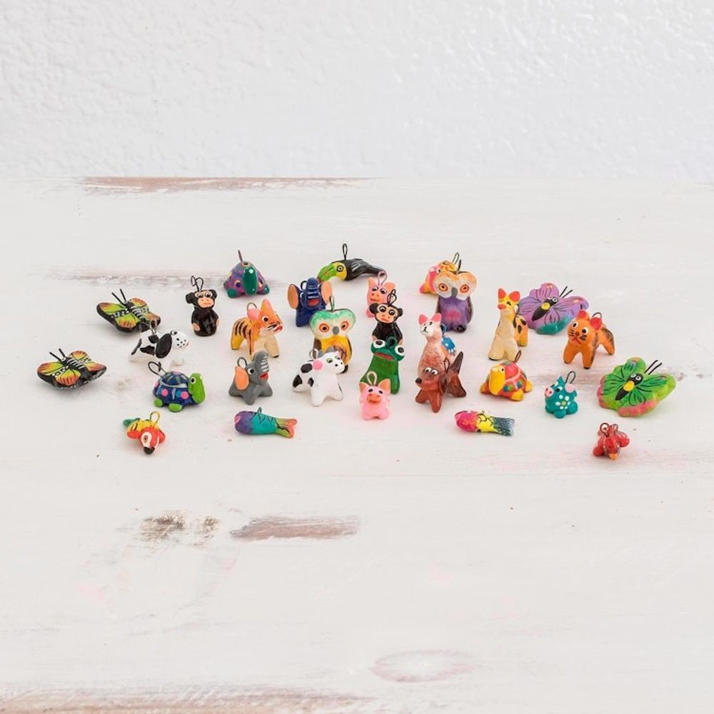 Terracotta AnimalsMini Ornaments Set of 30 'Noah's Ark Friends'