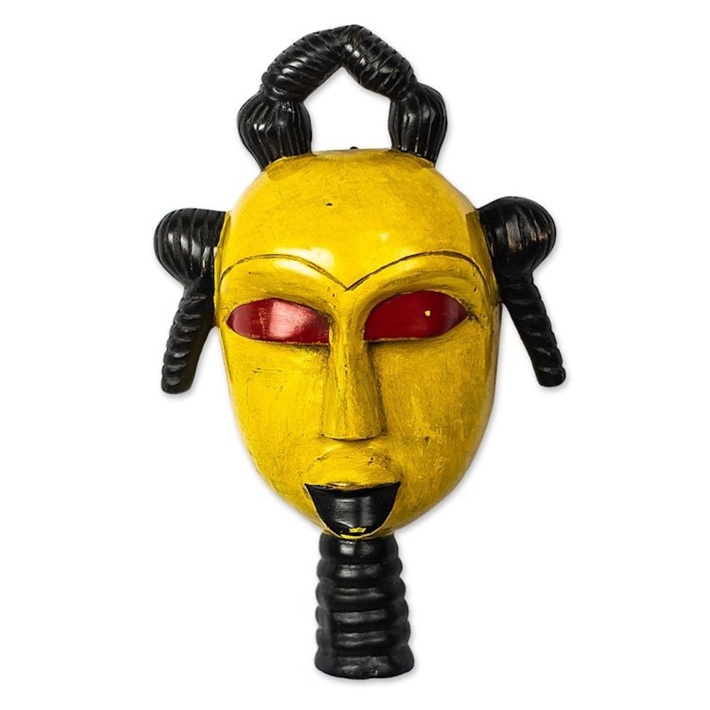 Artisan Crafted Sese Wood African Mask 'Afoyea'
