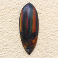 Colorful African Sese Wood Mask from Ghana 'Abena Colors'