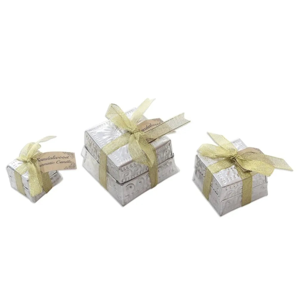 Handmade Aluminum Tinned Beeswax Candles Set of 3 'Evening Glow'
