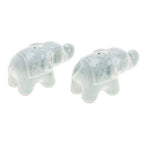 Set of 2 Green Elephant Celadon Ceramic Incense Holders 'Giant's Green Aura'