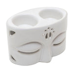 White Ceramic Buddha-Themed Oil Warmer 'Warming Buddha in White'