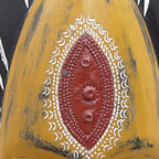 Handcrafted Yellow Sese Wood Mask with Aluminum Accents 'Yellow Beauty'