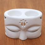 White Ceramic Buddha-Themed Oil Warmer 'Warming Buddha in White'