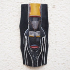 Traditional African Sese Wood Mask with Aluminum Accents 'Ethiopian Spirit'