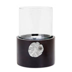 Lotus Motif Wood and Pewter Tealight Holder 'Elegant Lotus'