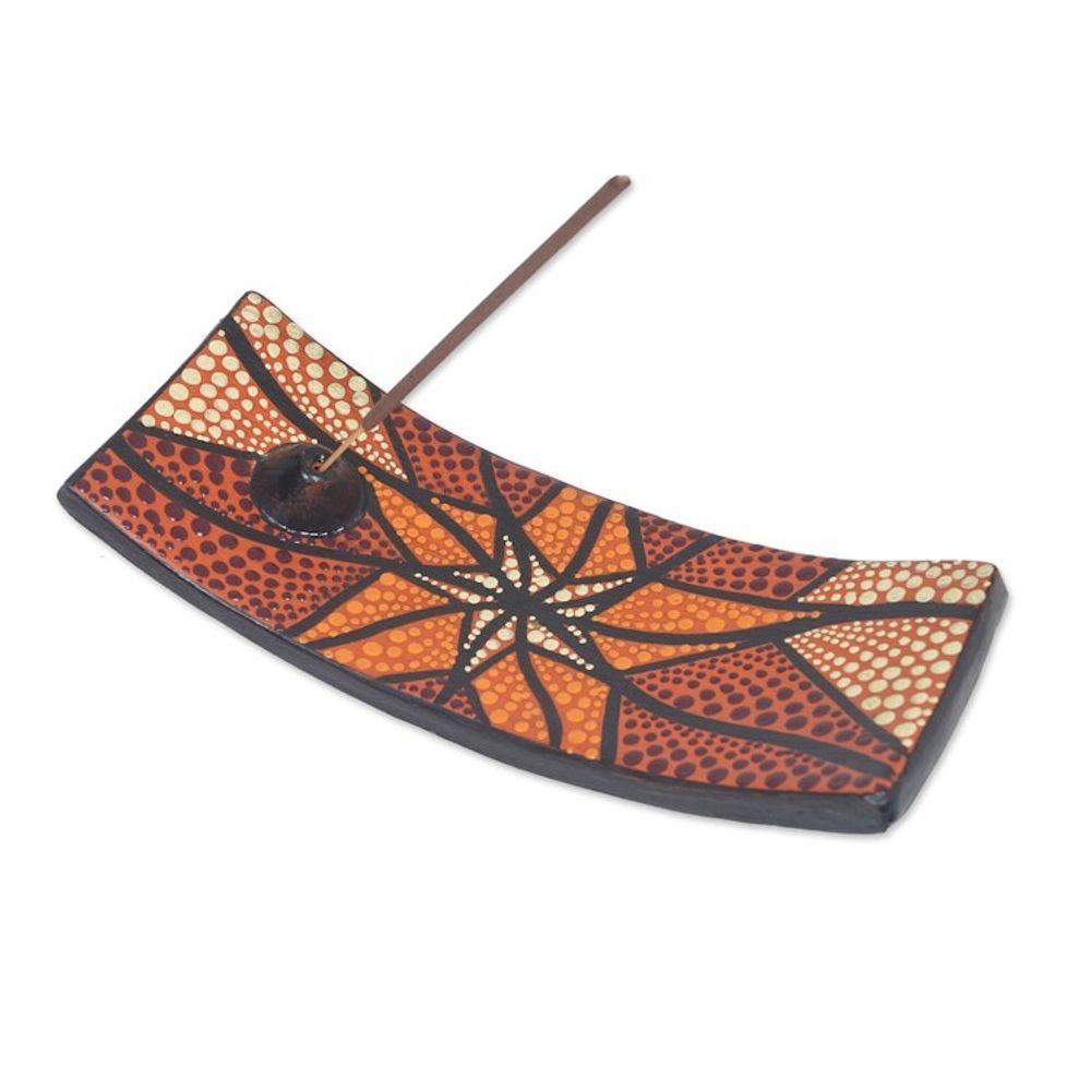 Hand-Painted Starfish Ceramic Incense Holder in Warm Hues 'Starfish Aura'