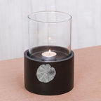 Lotus Motif Wood and Pewter Tealight Holder 'Elegant Lotus'