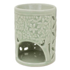 Hand Crafted Ceramic Clay Oil Warmer Thai Green Elephants 'Happy Forest'