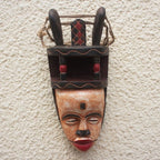 Hand Made African Sese Wood Mask 'Ibiobio Horn'