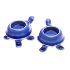 Handmade Turtle Ceramic Candleholders in a Blue Hue Pair 'Blue Guide'