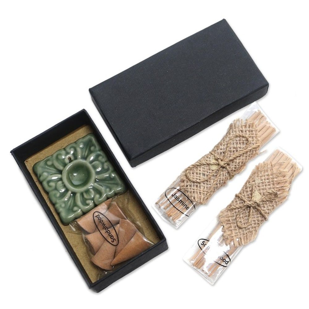 Handcrafted Sandalwood and Jasmine Incense Set 'Scents of the Tropics'