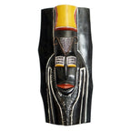 Traditional African Sese Wood Mask with Aluminum Accents 'Ethiopian Spirit'