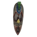 Hand Carved African Brass Aluminum Sese Wood Mask from Ghana 'Adi Pa'