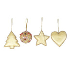 Red and Gold Embellished Satin Ornaments Set of 4 'Lavish Holiday'