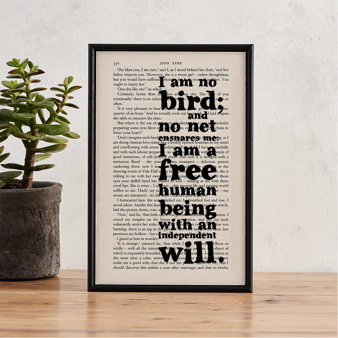 I Am No Bird – Jane Eyre Feminist Quote Book Page Print