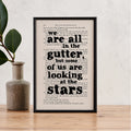 Oscar Wilde Quote Print – “We Are All in the Gutter” Framed Book Page Art