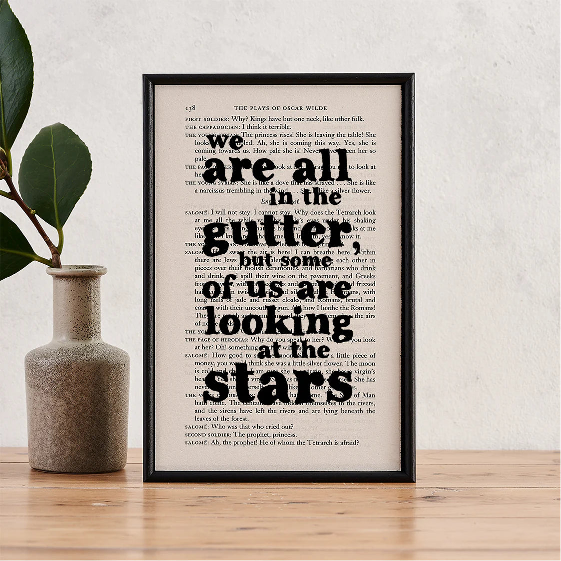 Oscar Wilde Quote Print – “We Are All in the Gutter” Framed Book Page Art