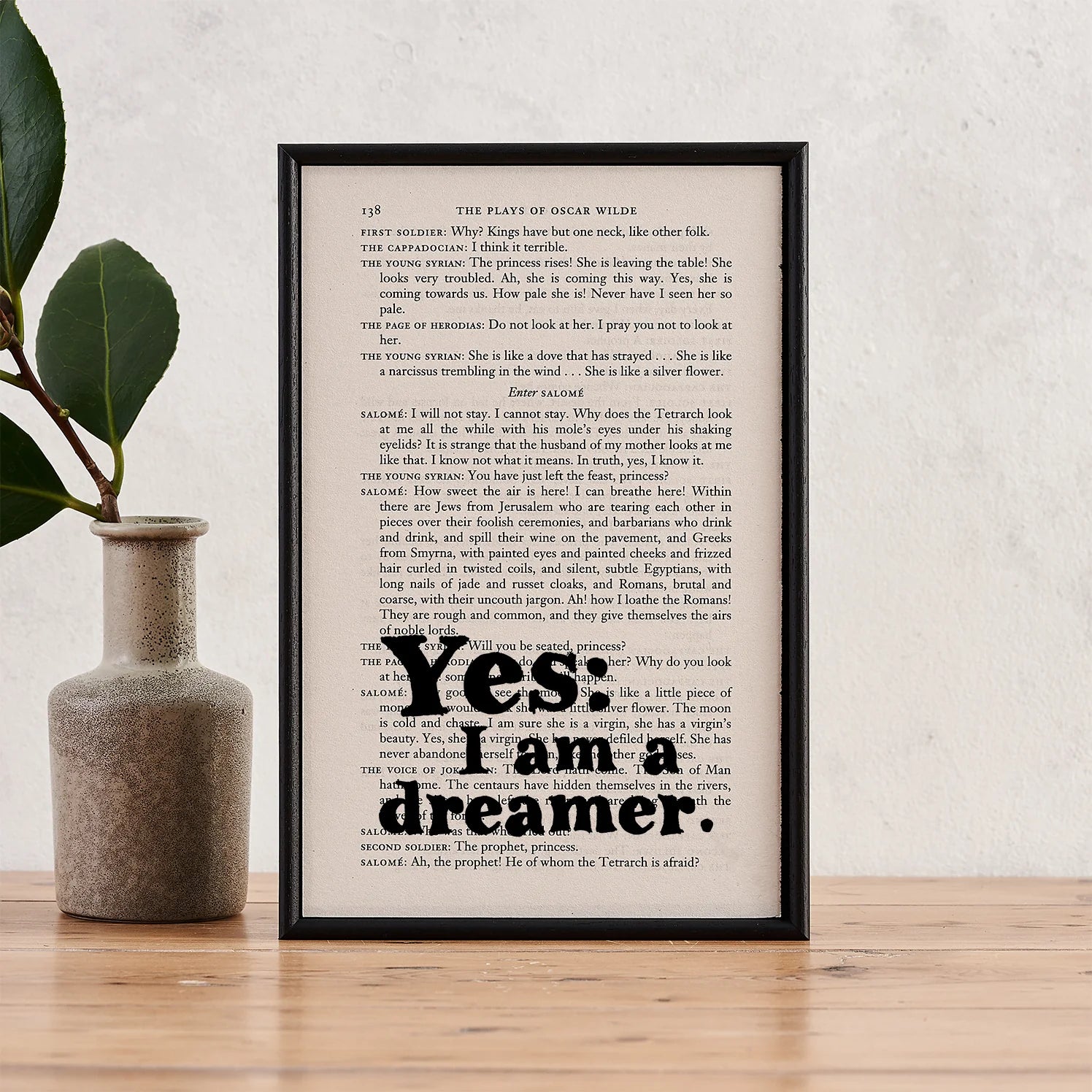 Yes, I Am a Dreamer – Oscar Wilde Quote Book Page Print