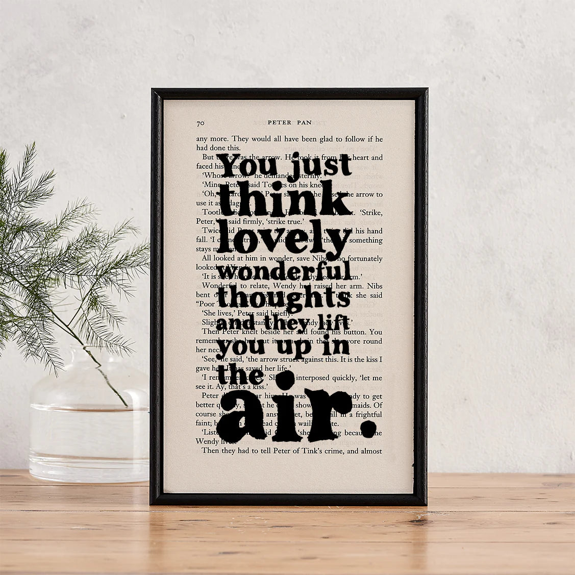 Lovely Thoughts Lift You – Peter Pan Book Page Print