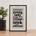 Adventures Must Be Sought – Northanger Abbey Book Page Print
