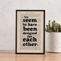 Designed for Each Other – Pride and Prejudice Book Page Print