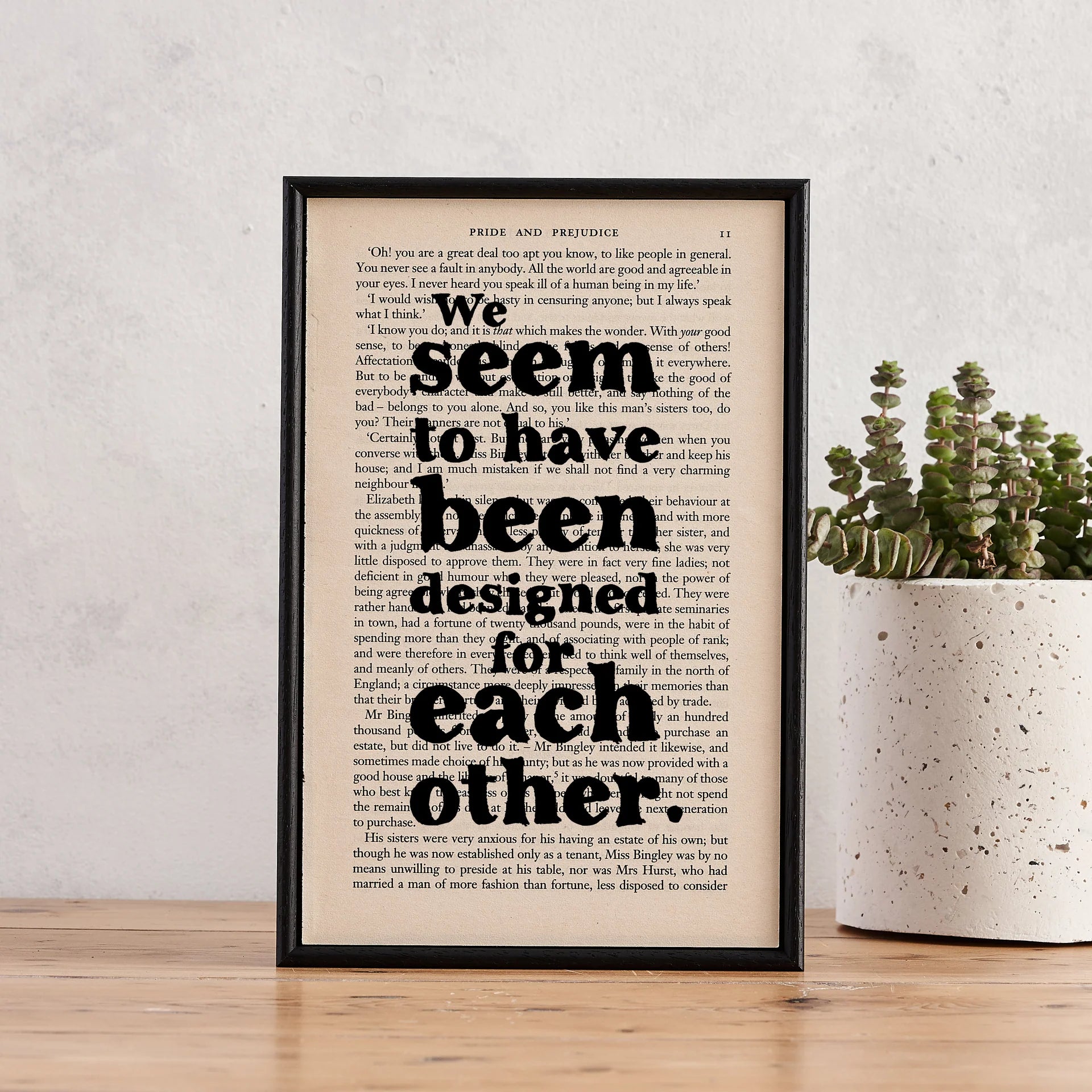 Designed for Each Other – Pride and Prejudice Book Page Print