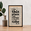 I Like This Place – Shakespeare Quote Book Page Print