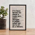Great Gatsby "I've Been Drunk For About A Week Now" Quote - Framed Book Page Print