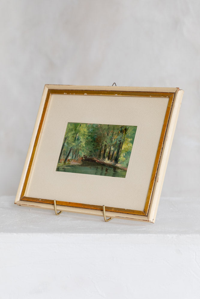Vintage Framed River Oil Painting