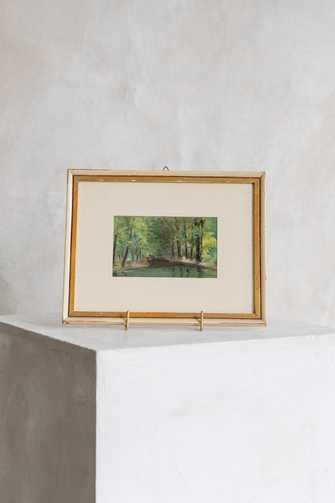 Vintage Framed River Oil Painting
