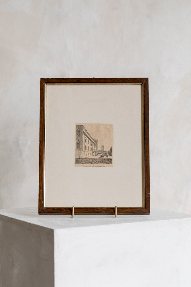 Vintage Framed Venduta laterale del Castello Sketch