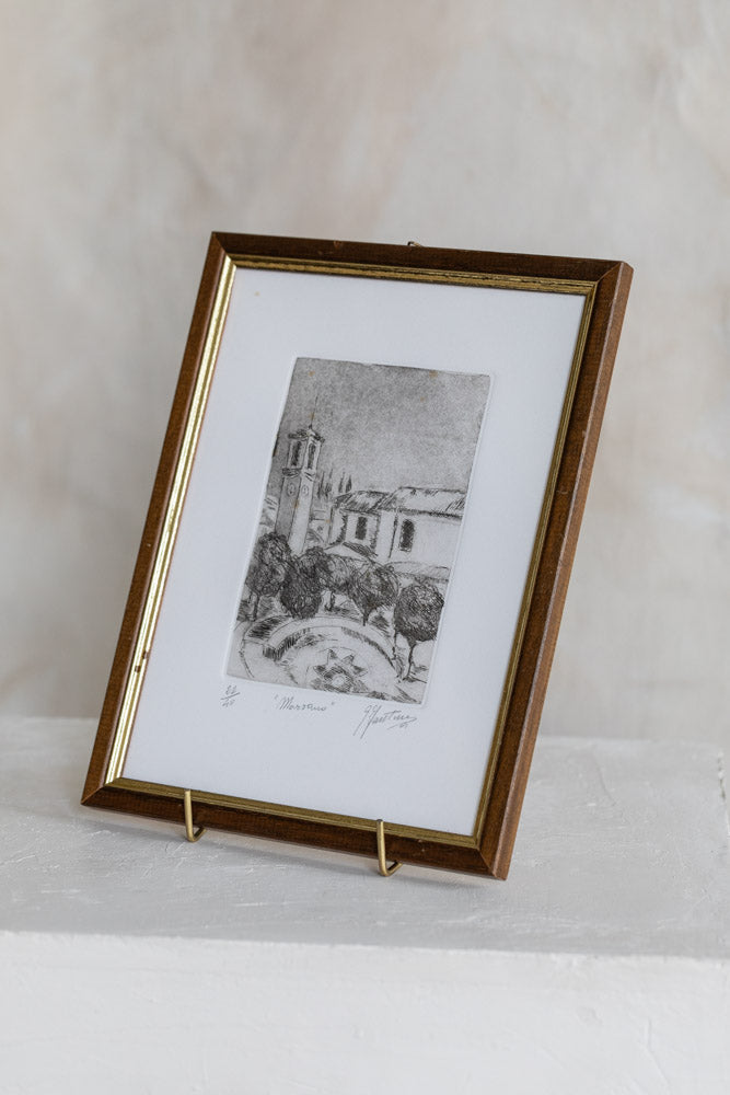 Vintage Framed Sketch of Morsano