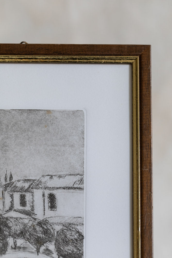Vintage Framed Sketch of Morsano