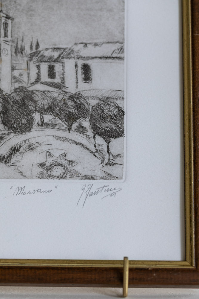 Vintage Framed Sketch of Morsano