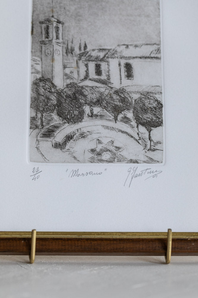 Vintage Framed Sketch of Morsano