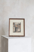 Vintage Framed Bottles Ink Drawing